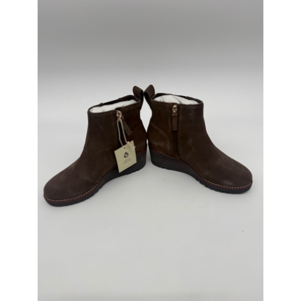 Sanctuary Womens Suede Wedge Ankle Boots Brown Zip Up Booties 6M